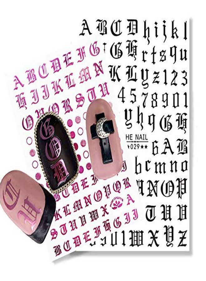 5Colors Letter Nail Art Stickers 10 Sheets Letter Nail Stickers For Nails Old English Words Alphabet Nail Decals