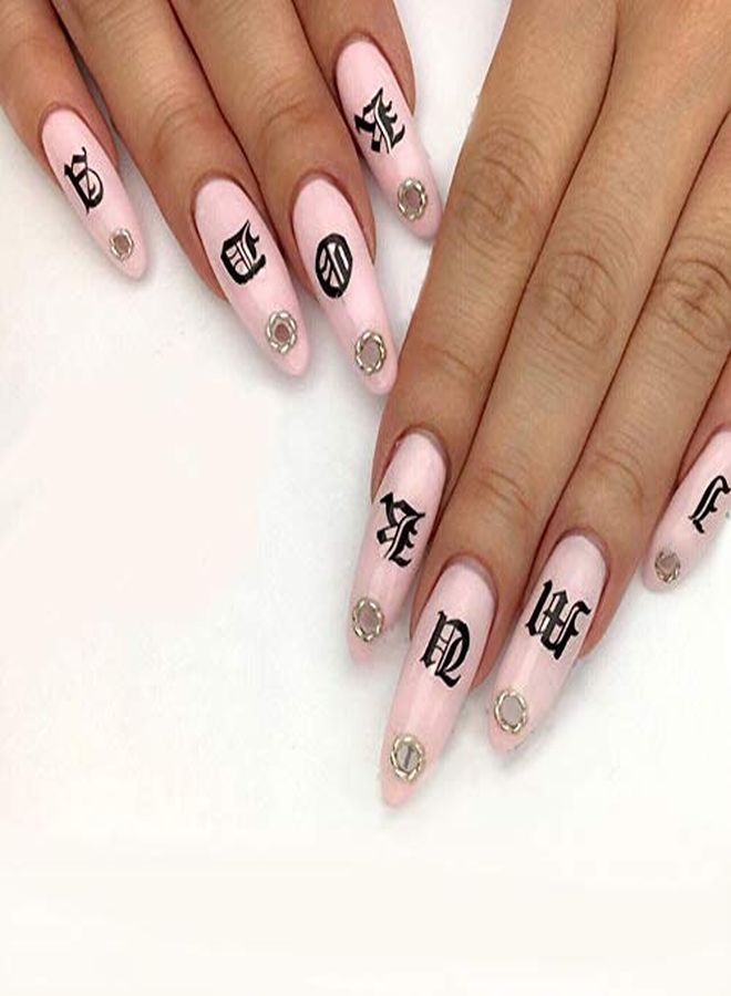 5Colors Letter Nail Art Stickers 10 Sheets Letter Nail Stickers For Nails Old English Words Alphabet Nail Decals