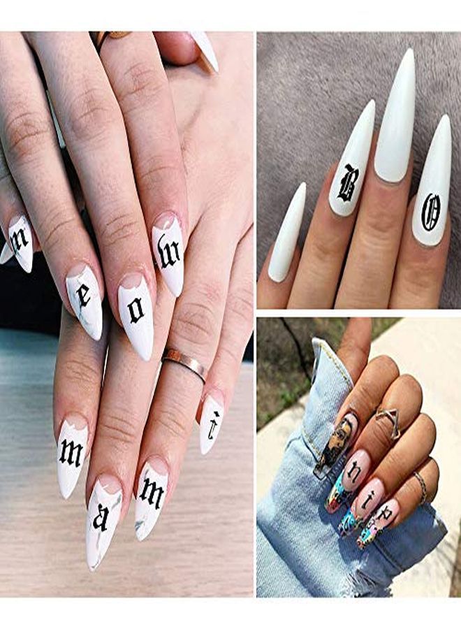 5Colors Letter Nail Art Stickers 10 Sheets Letter Nail Stickers For Nails Old English Words Alphabet Nail Decals