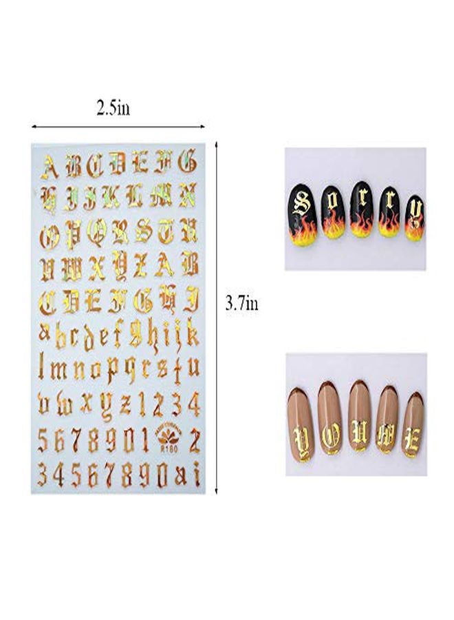 5Colors Letter Nail Art Stickers 10 Sheets Letter Nail Stickers For Nails Old English Words Alphabet Nail Decals