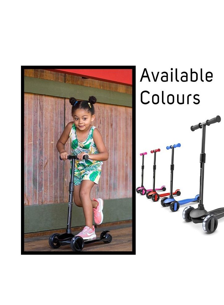 Baybee Alpha Skate Scooter for Kids 3 Wheel Kids Scooter with Foldable 4 Height Adjustable Handle Baby Scooter with LED PU Wheels Smart Kick Scooter for Children's 3 to 10 Years Girls Boys Red