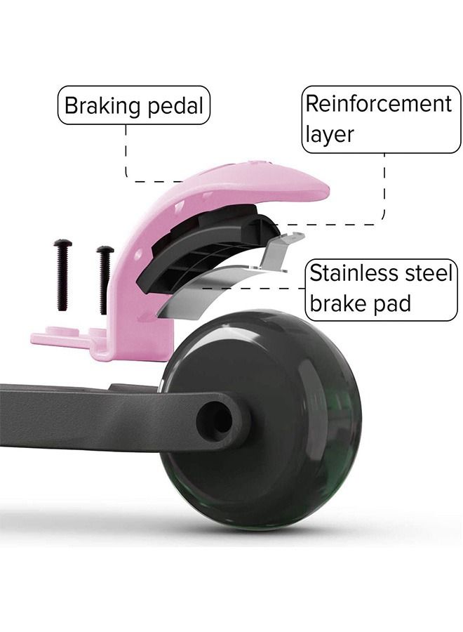 Baybee Alpha Skate Scooter for Kids 3 Wheel Kids Scooter with Foldable Height Adjustable Handle Baby Scooter with LED PU Wheels Kick Scooter for Baby Scooter for Kids 3-10 Year Boy Girl Light Pink