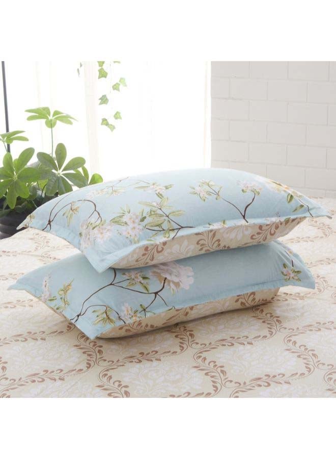 4-Piece European Style Duvet Cover Set Polyester Blue/White/Green