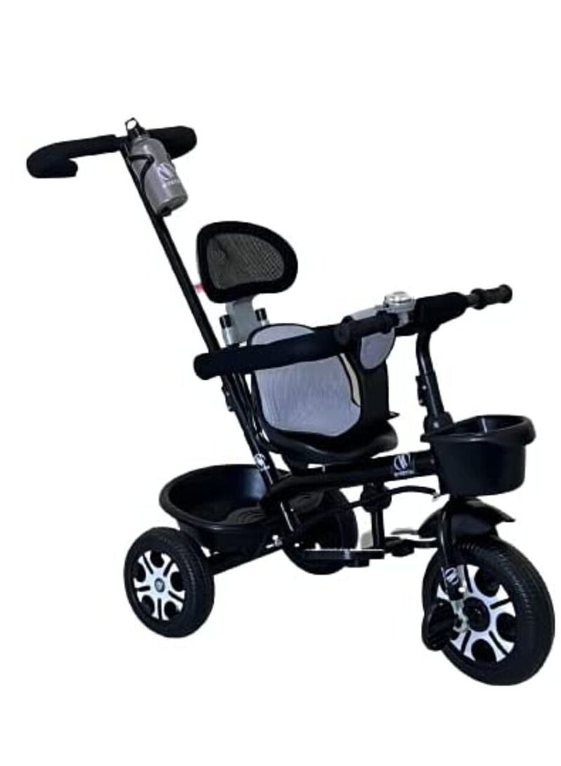 NTECH Kids Tricycles For 1 To 6 Years Old Baby Trike Kid's Ride On Tricycle With Push Bar 3 Wheels Bike For Boys and Girls 3 Wheels Toddler Tricycle (Black)
