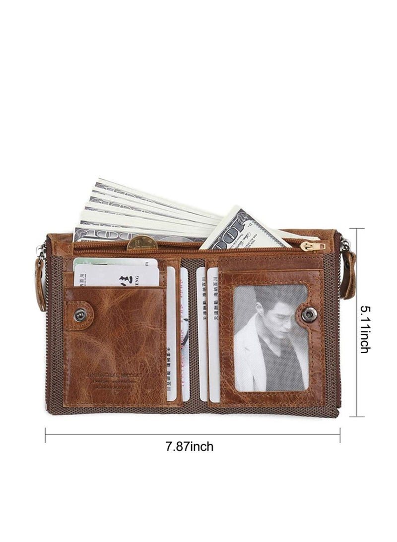Mens Wallet, Vidence Leather Wallet for Men Slim RFID Blocking Wallet with 7 Card Slots Coin Pocket, Flip Wallet with Banknote Compartments, Ideal for Travel