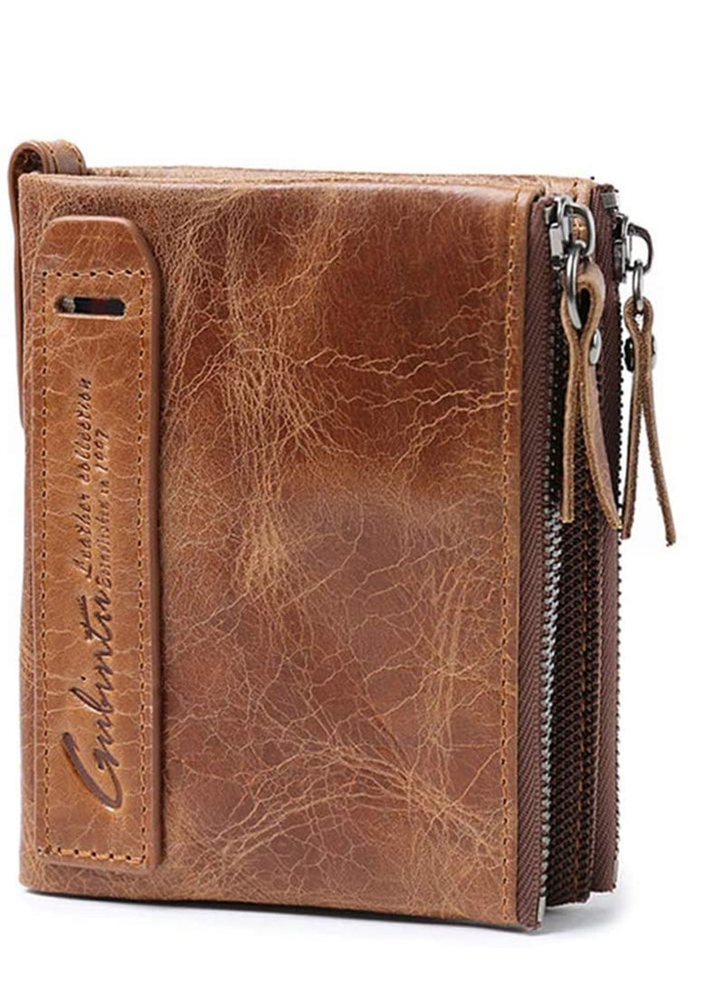 Mens Wallet, Vidence Leather Wallet for Men Slim RFID Blocking Wallet with 7 Card Slots Coin Pocket, Flip Wallet with Banknote Compartments, Ideal for Travel