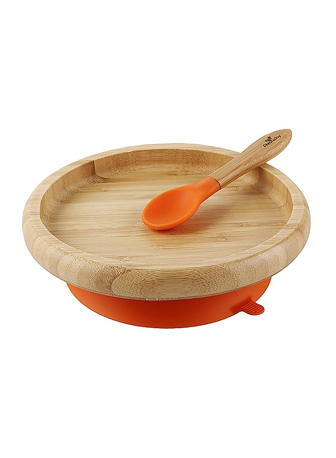 Bamboo Suction Classic Plate And Spoon Set