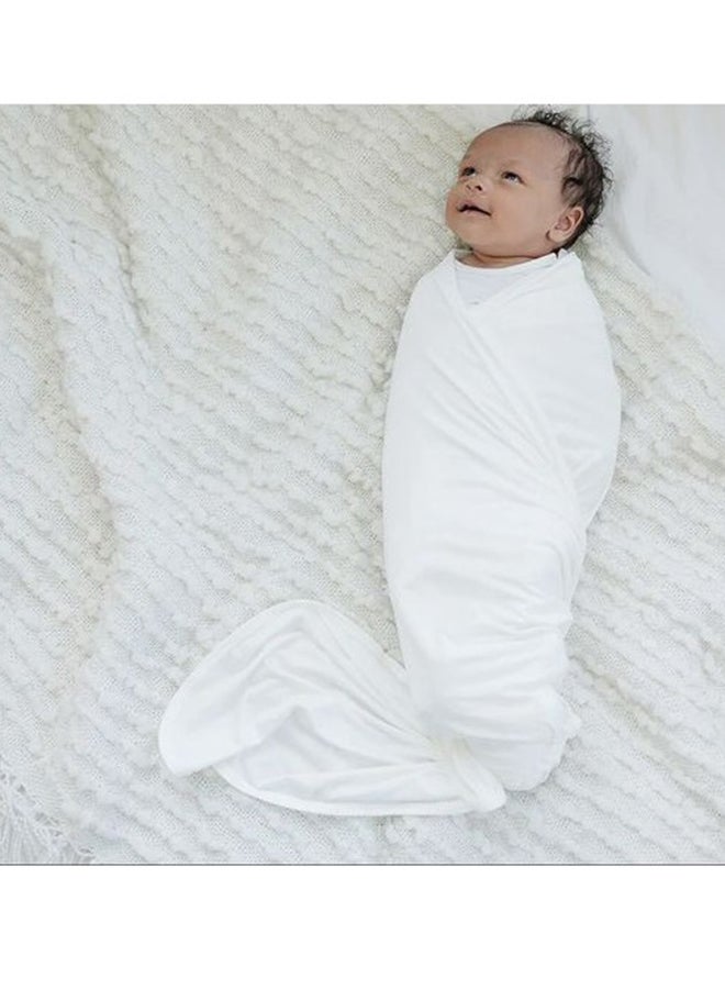 Stretchy Bamboo Spandex Swaddle & Hat White