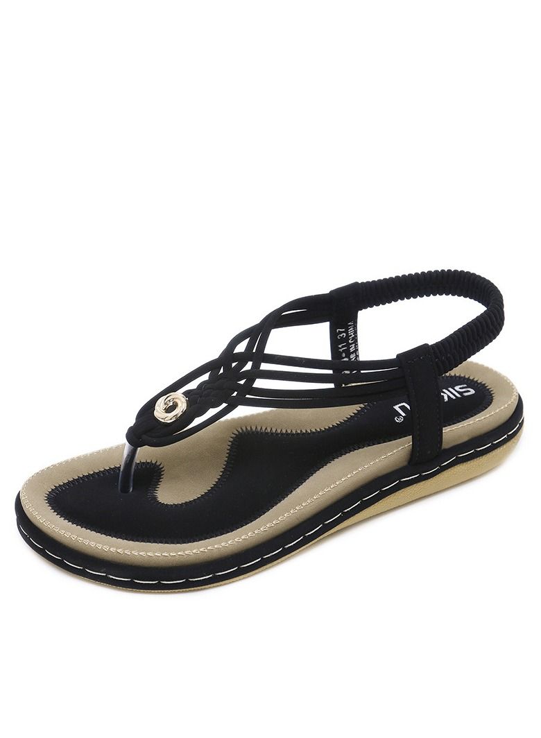 Braided Casual Flat Comfortable Sandals For Women Black