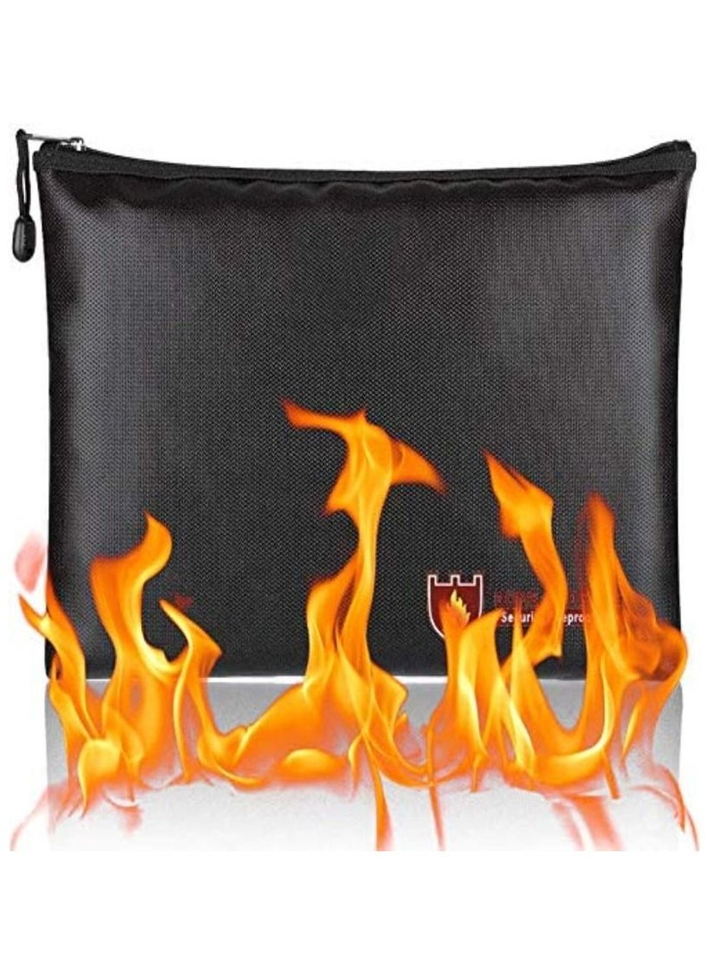 Fireproof Bag with Zipper Fire Safe Bag Pouch for Documents 11-14 inch Macbook Cash Money Passports Cards for Home Office 34x25cm Large