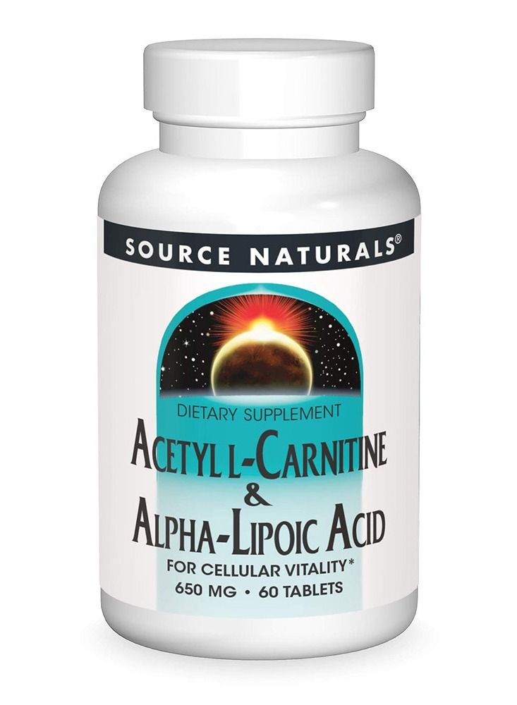 Source Naturals Acetyl L Carnitine and Alpha Lipoic Acid, 650 mg, 60 Tablets