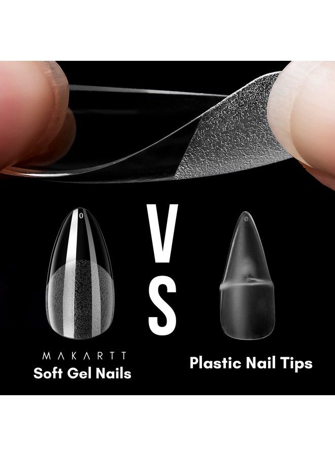 504Pcs Soft Gel Nails Prebuff Full Cover Gelly Tips Almond Clear Nail Tips Press On Nails Matte Fake Nails Stiletto Acrylic Nails 12 Sizes No Crease Supplies For Home Salons Diy Nail Art