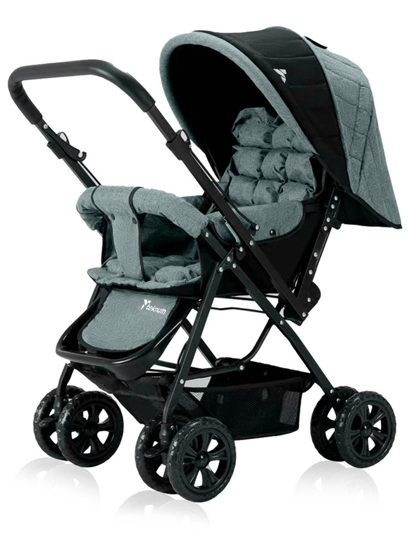 Reversible Look At Me Baby Stroller With Wide Seat And Stylish Canopy - Dark Grey