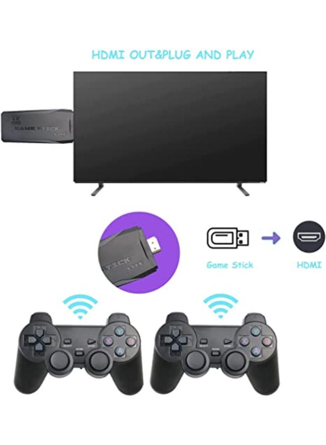 USB Wireless Console Game Stick Video Game Console Built-in Classic Games 8 Bit Mini Retro Controller HDMI Output Dual Player- 4K Ultra HD Game Stick