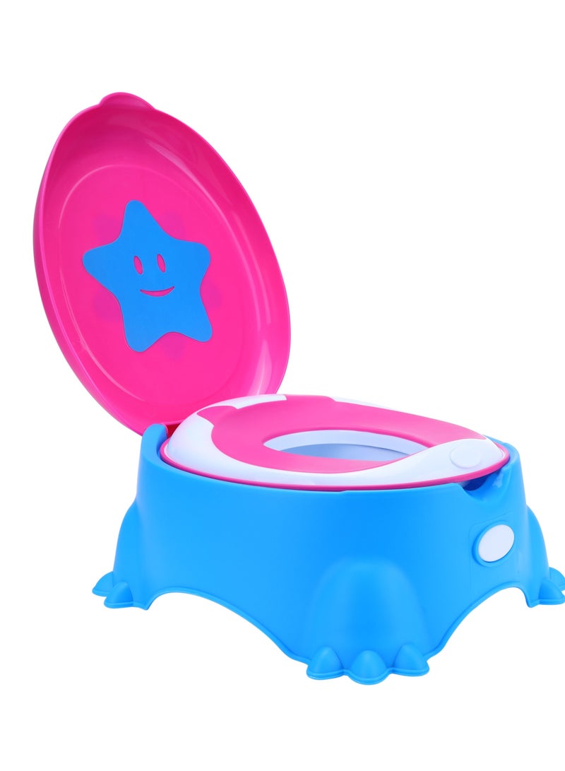 BP8760-BLUE/RED Portabel Baby Potty Chair - Splash Shield With Removable Lid, Comfy High Back Rest, Ergonomic Design And Non-Slip Feet - Boy, Girl