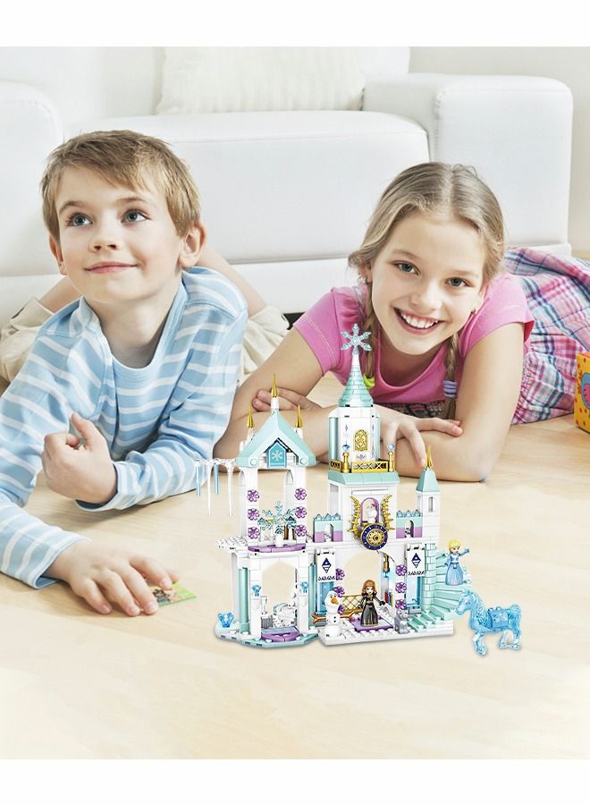 Princess Castle Block Set,Elsa Castle Model,360 Pieces of Girls Palace House Castle Block Toys,Puzzle Building Set, STEM Building Toys,DIY Miniature Block Toys