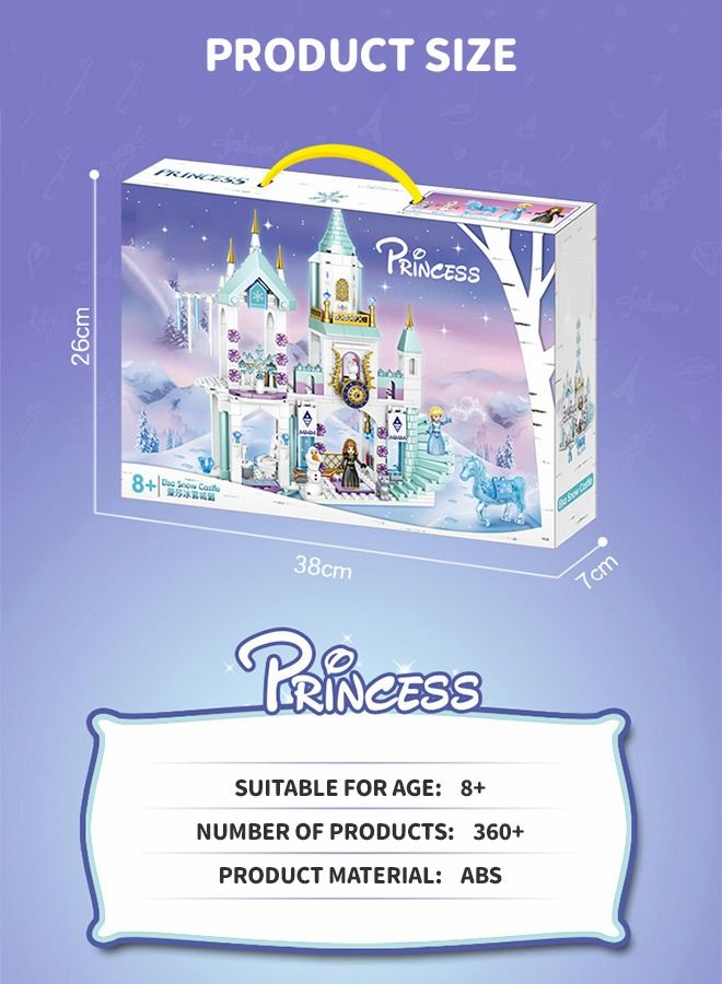 Princess Castle Block Set,Elsa Castle Model,360 Pieces of Girls Palace House Castle Block Toys,Puzzle Building Set, STEM Building Toys,DIY Miniature Block Toys