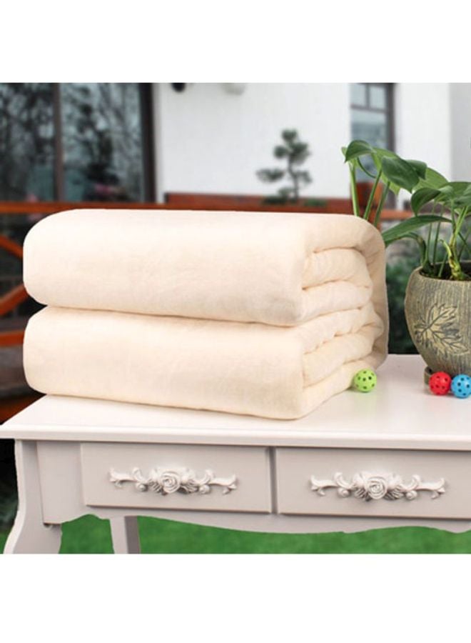 Solid Colour Flannel Blanket Fabric Beige 100x150cm