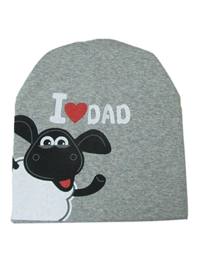 I Love Dad Printed Beanie Grey