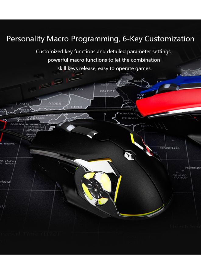 AJ120 Wired Adjustable Gaming Mouse Black/Blue/Pink