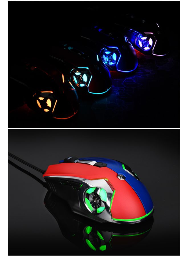 AJ120 Wired Adjustable Gaming Mouse Black/Blue/Pink