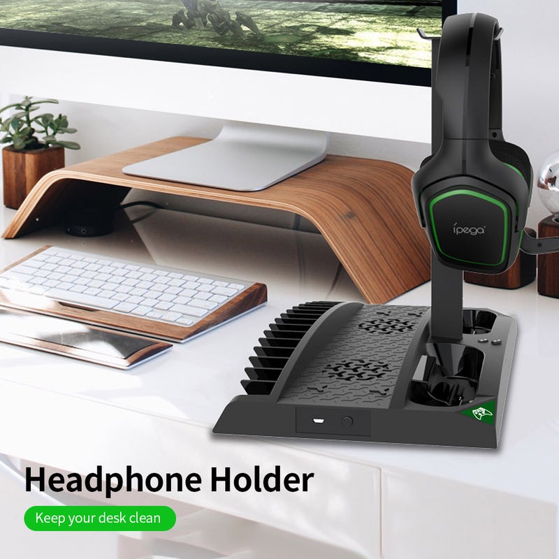 IPEGA Game Vertical Stand Headphone Holder Charging Base For Xbox One/Xbox One X/Xbox One S - wireless
