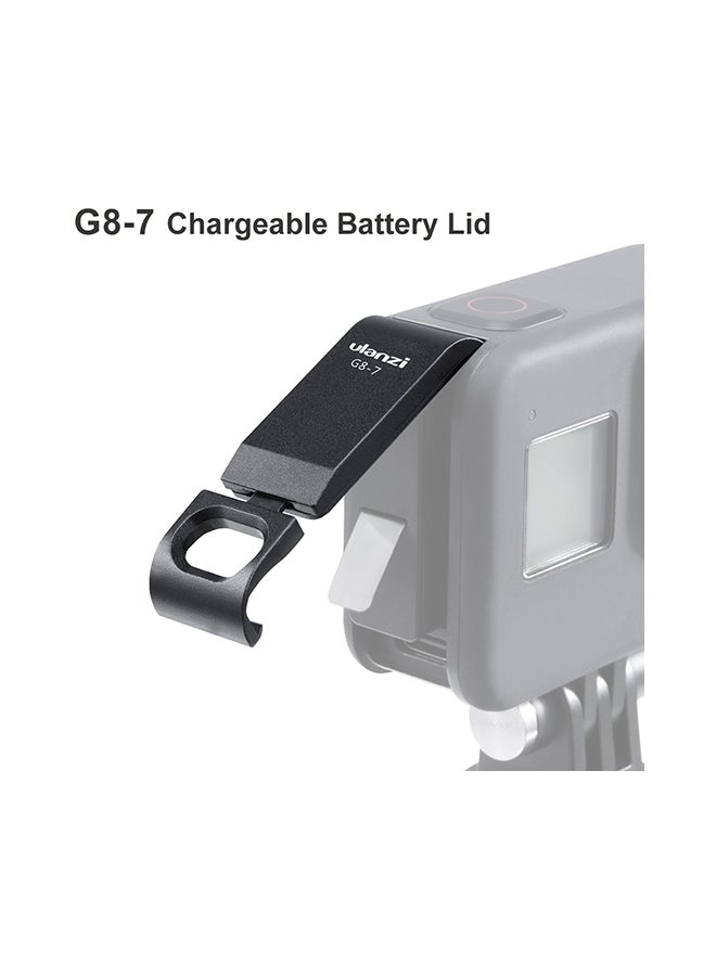 G8-7 Action Camera Battery Cover Lid Removeable Type-C Charging Port Adapter Black
