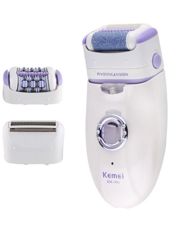 3 in 1 Rechargeable Hair Removal Body Epilator White 125x6cm
