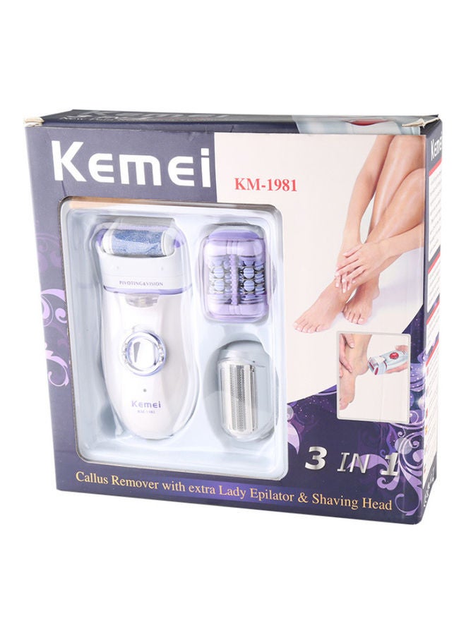3 in 1 Rechargeable Hair Removal Body Epilator White 125x6cm