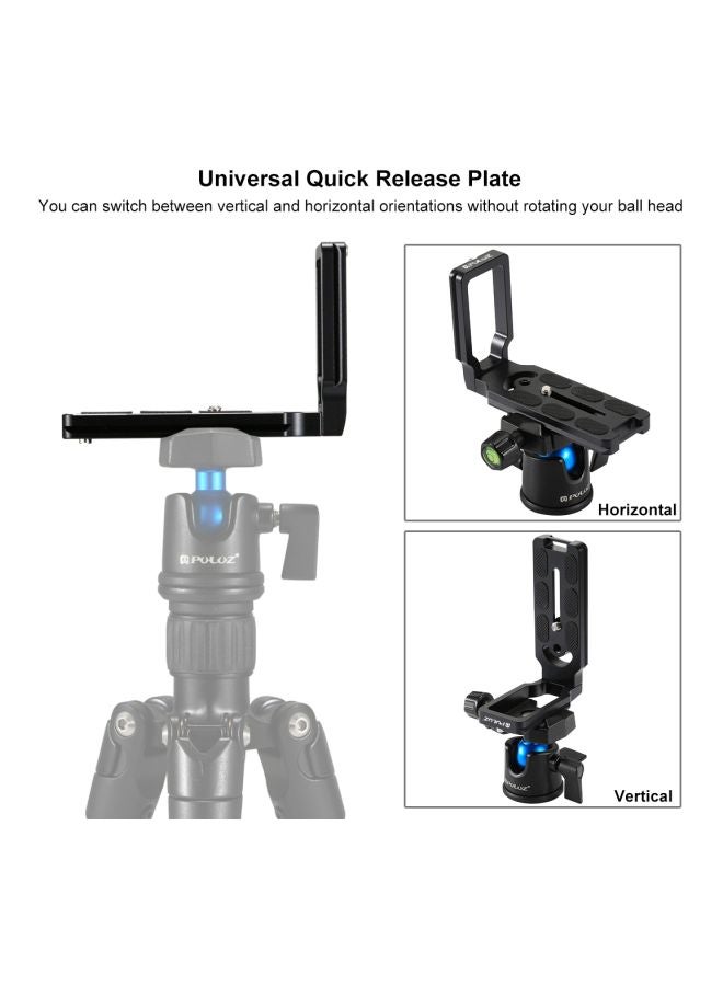 Vertical Quick Release L Plate Camera Bracket Black