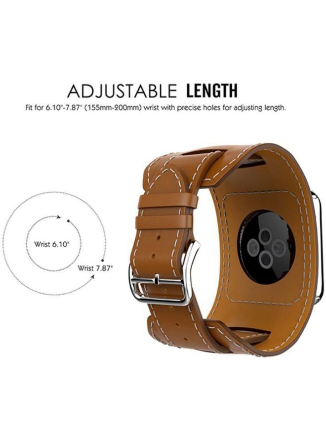 PU Leather Watch Band Strap With Screen Protector For 38mm Apple Brown/Clear