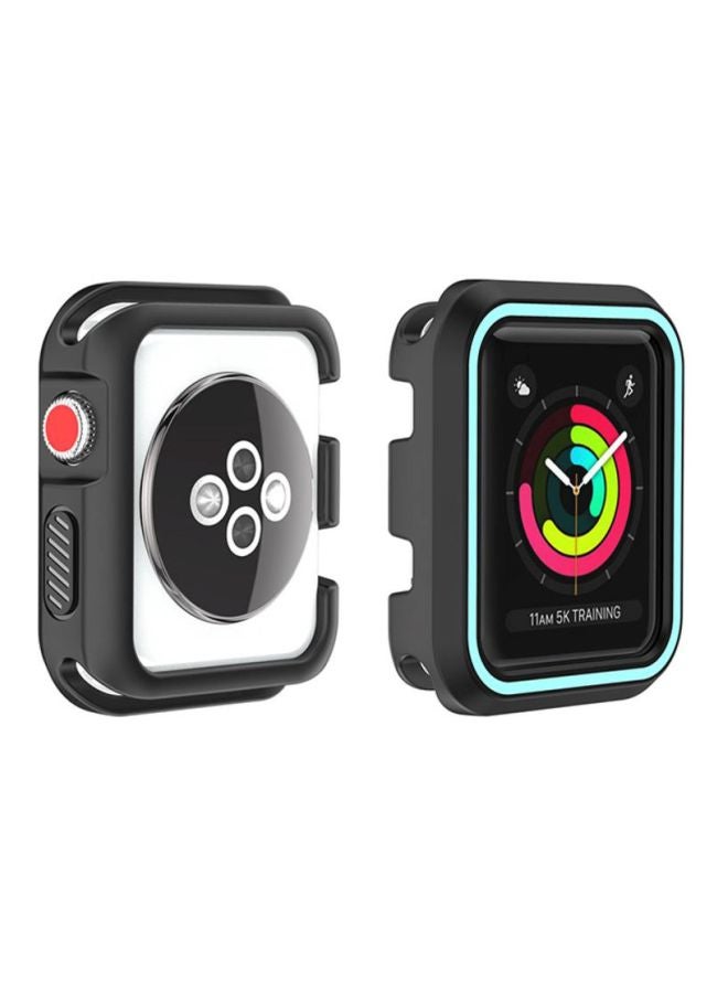 Rugged Armor Bumper Protective Case Cover For Apple Watch Series 1/2/3 38mm Black/Blue