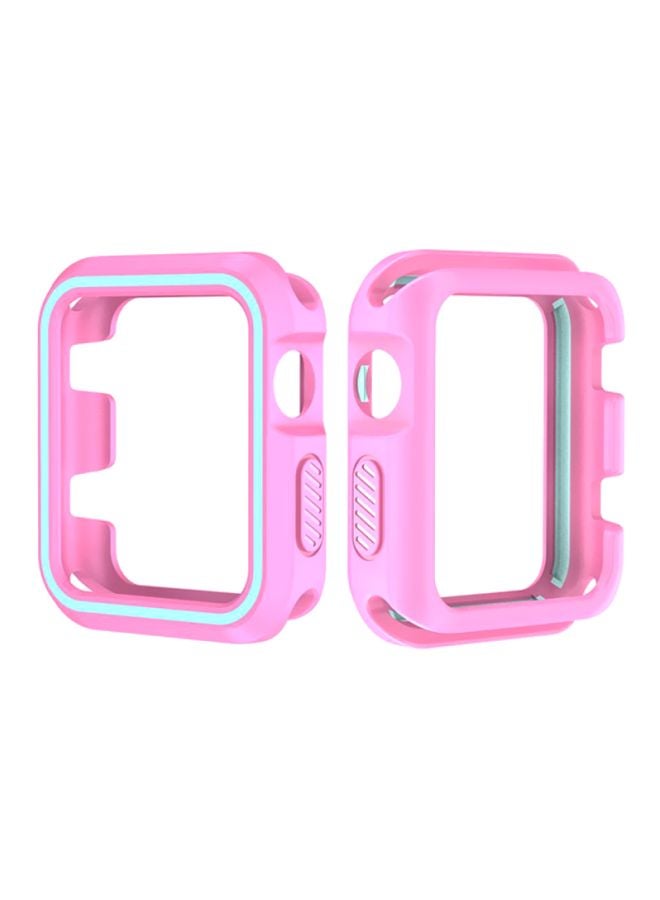 Rugged Armor Bumper Protective Case Cover For Apple Watch Series 1/2/3 38mm Pink/Blue