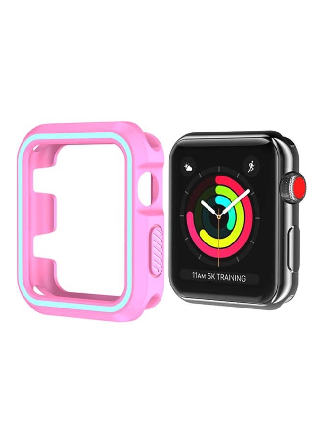 Rugged Armor Bumper Protective Case Cover For Apple Watch Series 1/2/3 38mm Pink/Blue