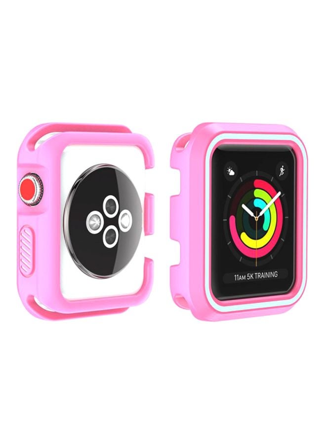 Rugged Armor Bumper Protective Case Cover For Apple Watch Series 1/2/3 38mm Pink/Blue