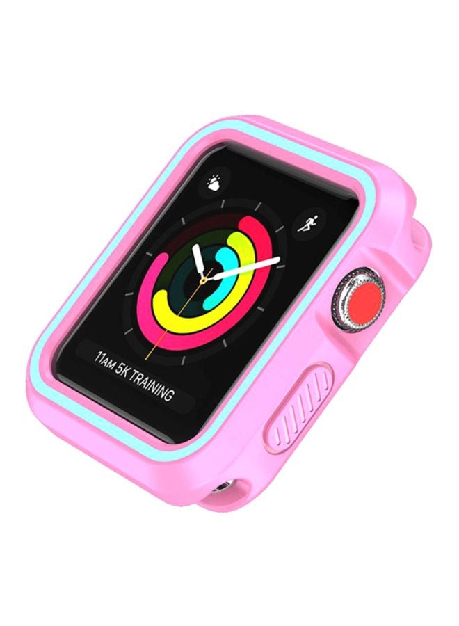 Rugged Armor Bumper Protective Case Cover For Apple Watch Series 1/2/3 38mm Pink/Blue