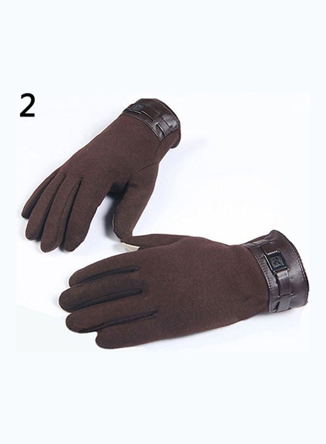 Pair Of Full Finger Winter Gloves Brown