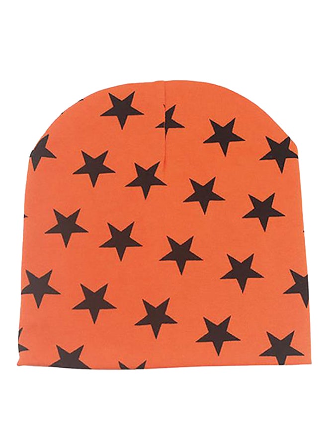 Star Pattern Beanie Orange/Black