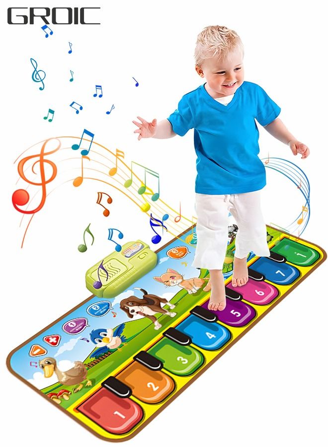 Kids Musical Mats with Music Sounds with 8 Keys Musical Toys Toddler Music Piano Keyboard Dance Mat Carpet Touch Playmat Birthday Gift Toys for Baby Girls Boys