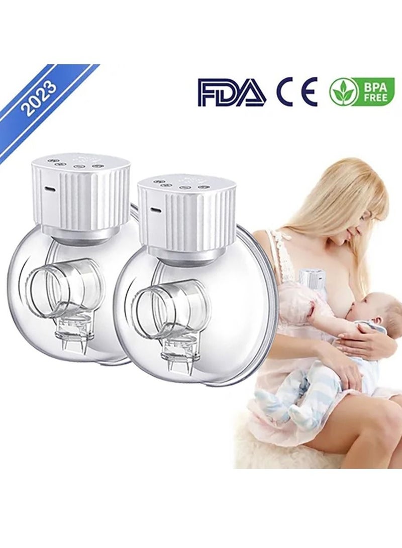 2pcs Breast Pump, Wearable Breast Pump, Portable Hands-Free Electric Breast Pump 3 Modes 9 Levels Low Noise Large LCD with Timer Memory Backlight Function Rechargeable