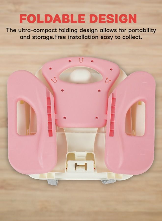 Baybee Booster Seat for Feeding Baby Food Chair with Removable Dining Tray Comfortable Folding Seat 3 Point Safety Harness for Toddlers 1 to 3 Years Pink