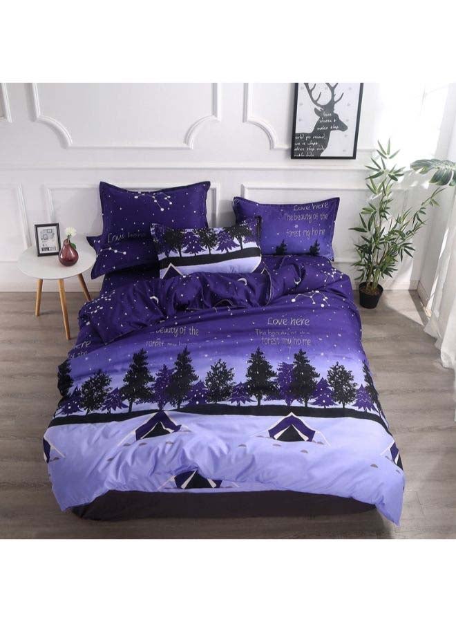 4-Piece European Style Jacquard Duvet Cover Set Polyester Purple