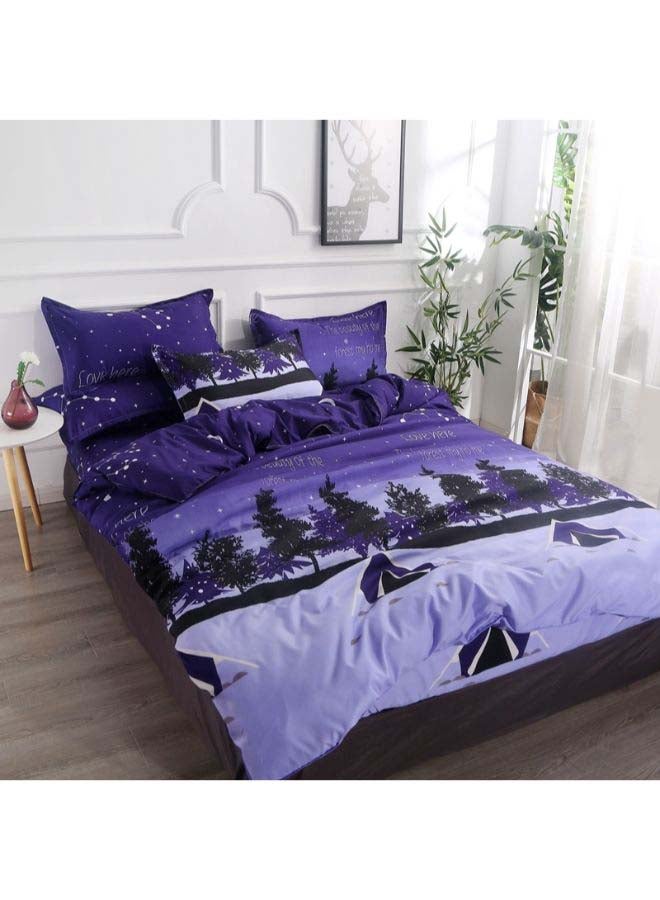4-Piece European Style Jacquard Duvet Cover Set Polyester Purple