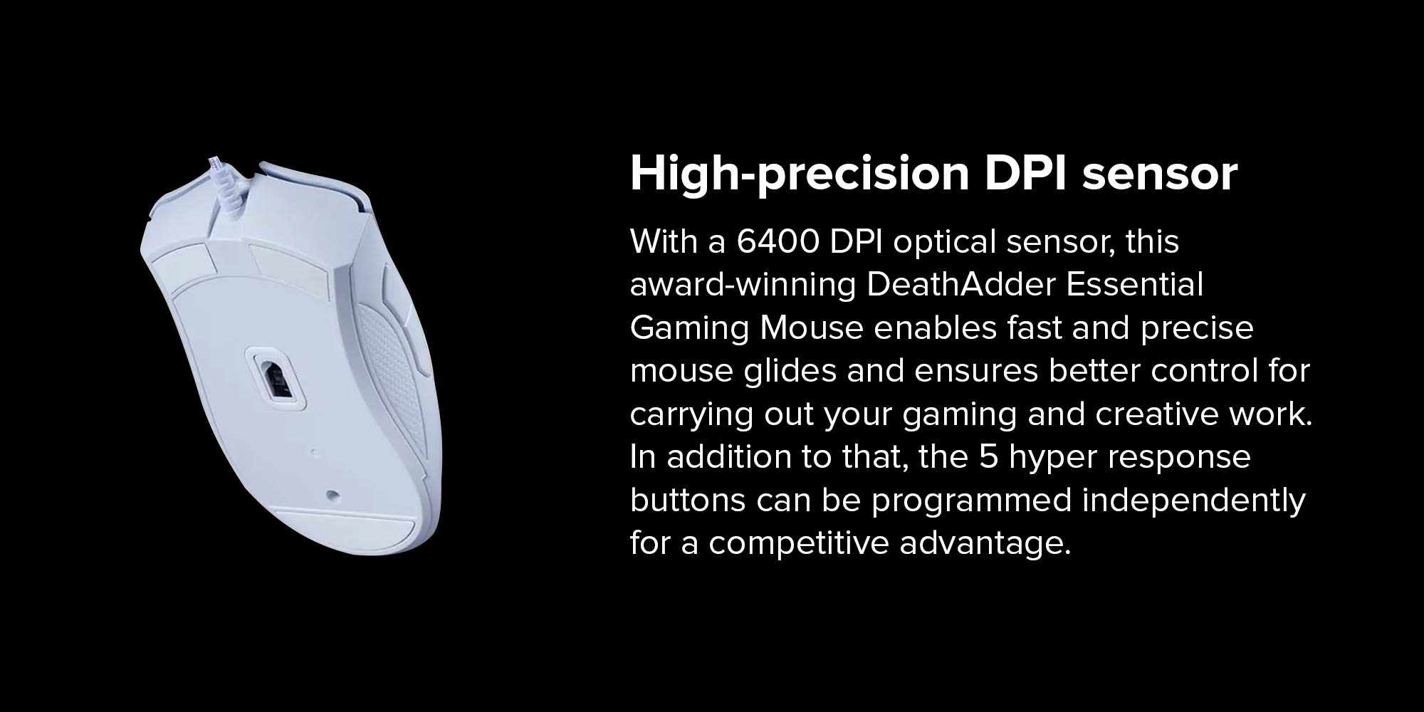 DeathAdder Essential Gaming 6400 DPI Optical Sensor Mouse White