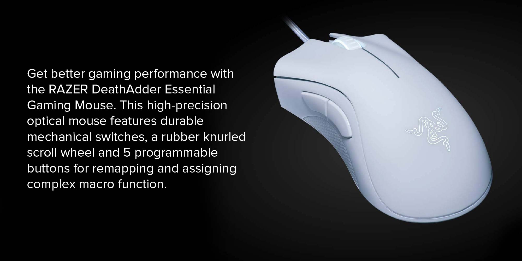 DeathAdder Essential Gaming 6400 DPI Optical Sensor Mouse White