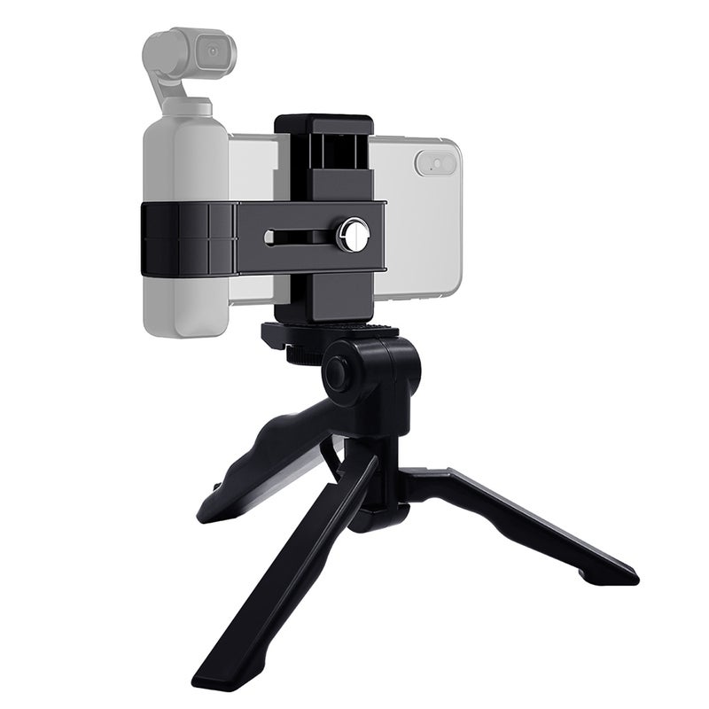 Mobile Phone Holder Fixing Clamp With Detachable Tripod Black