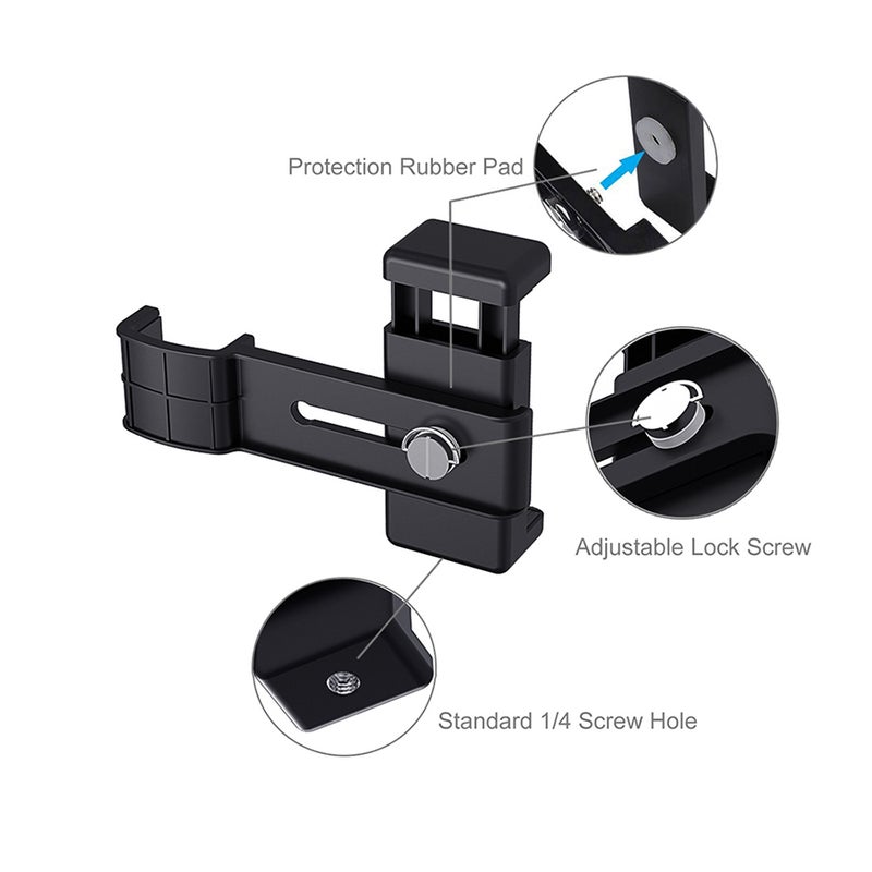Mobile Phone Holder Fixing Clamp With Detachable Tripod Black