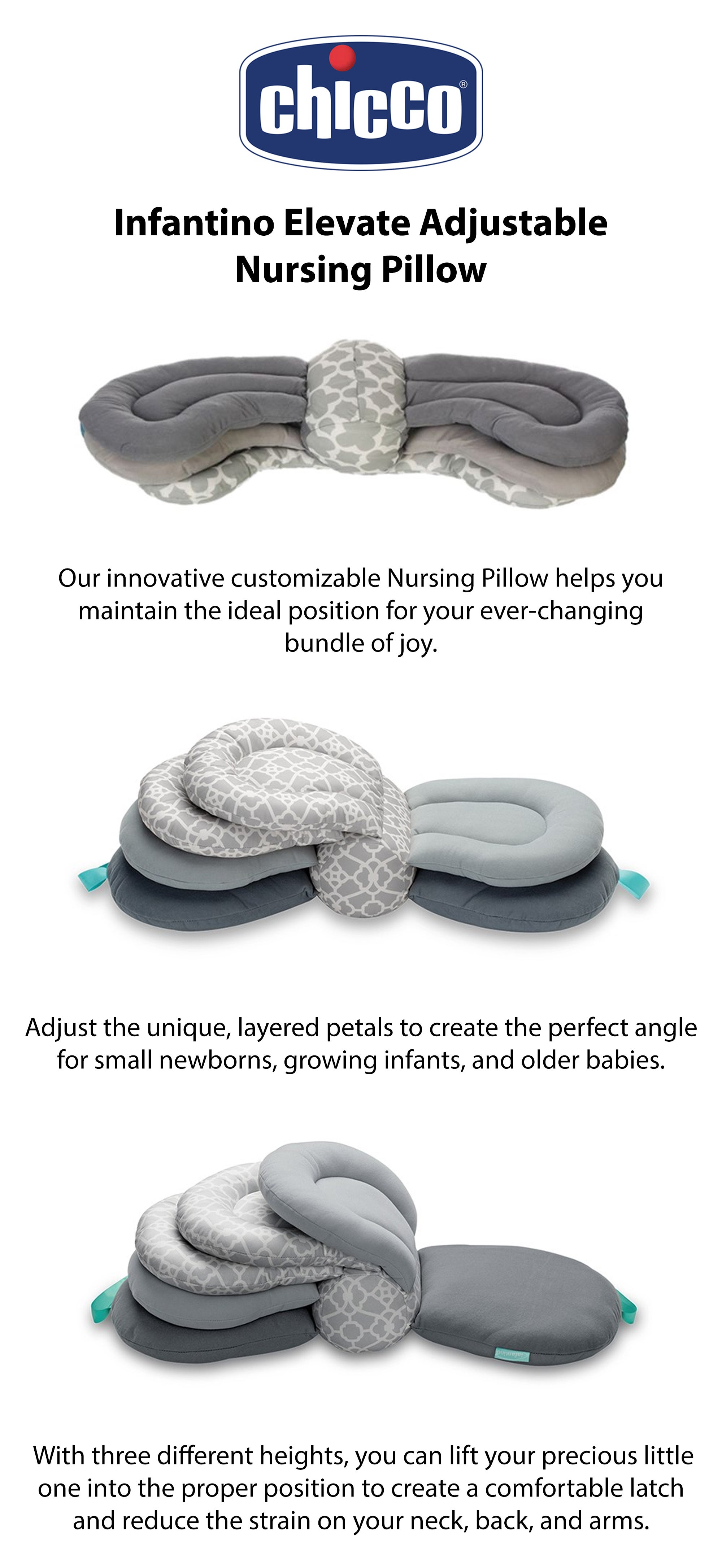 3-In-1 Elevate Comfortable Breathable Adjustable Sage Design Nursing Pillow For Newborn