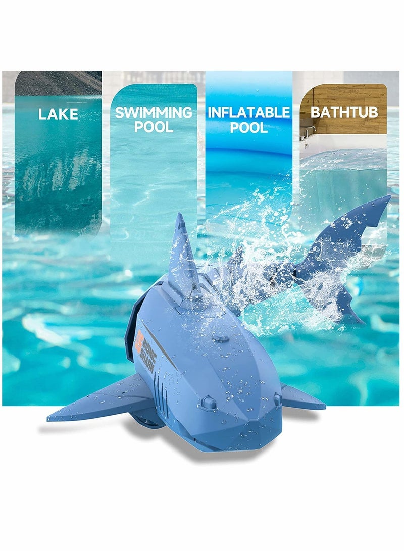 Remote Control Shark Toys for Boys Alpharev A801 Kids Simulated RC Swimming Pool Bathroom Great Gift with Rechargeable Battery Blue