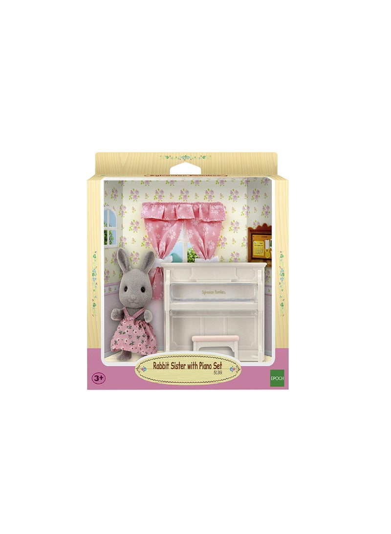 sylvanian families Rabbit Sister Doll with Piano Set